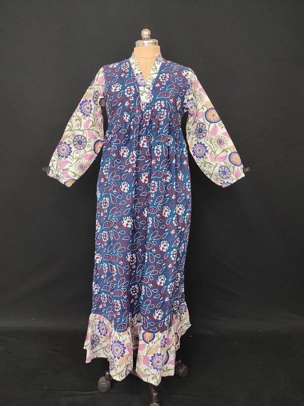 S/M Bahira Printed Cotton Dress 57" Long Jalabiya JP