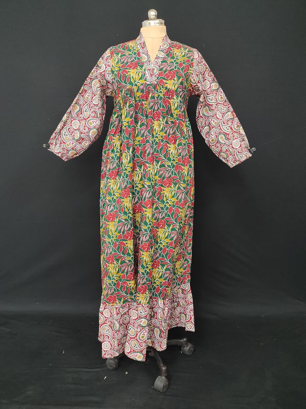 S/M Bahira Printed Cotton Dress 57" Long Jalabiya JP