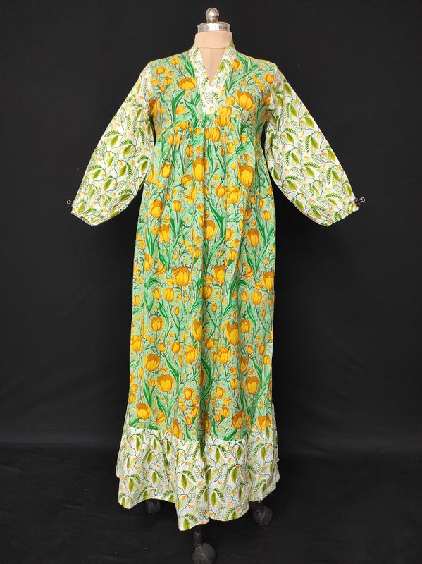 XS/S Bahira Printed Cotton Dress 54" Long Jalabiya JP