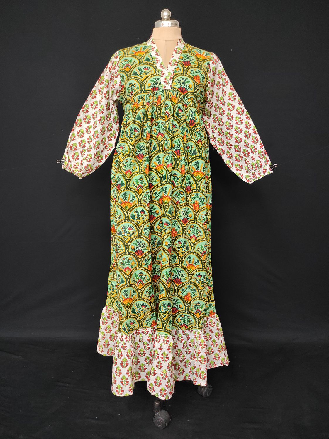 2XL/3XL Bahira Printed Cotton Dress 57" Long Jalabiya JP
