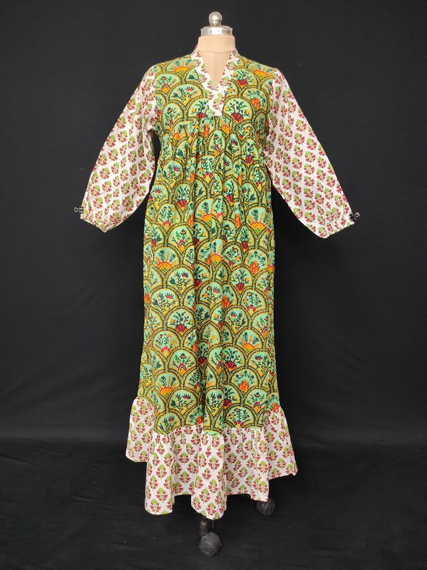 2XL/3XL Bahira Printed Cotton Dress 57" Long Jalabiya JP
