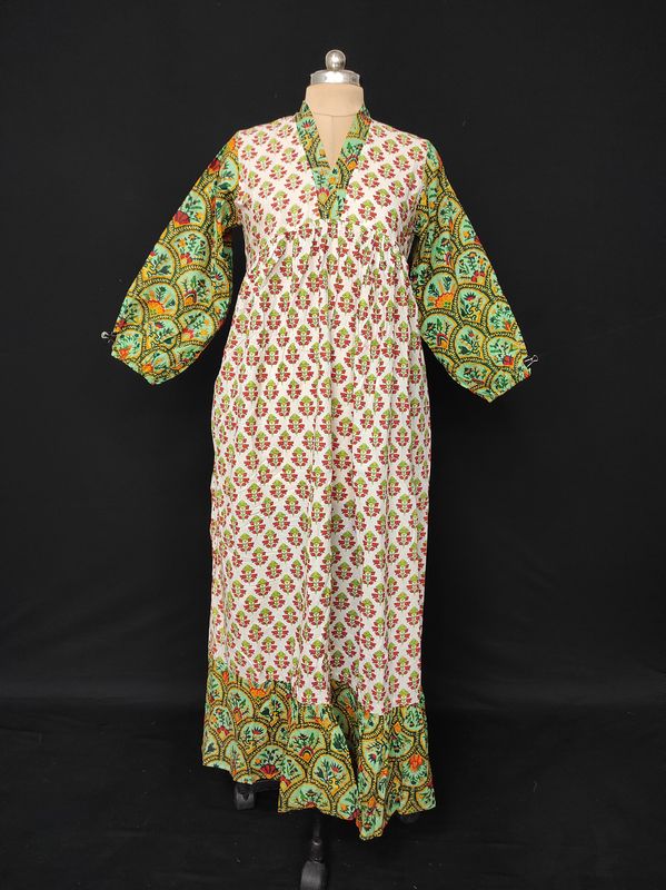 12-13 Year Bahira Printed Cotton Girls Dress 50" Long Jalabiya JP