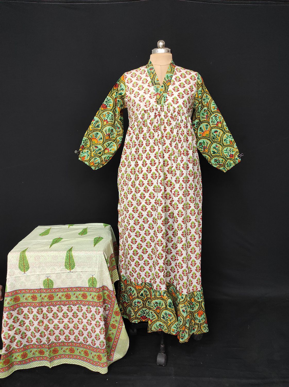 L/XL  Bahira With Sheila Printed Cotton Dress 57" Long Jalabiya JP