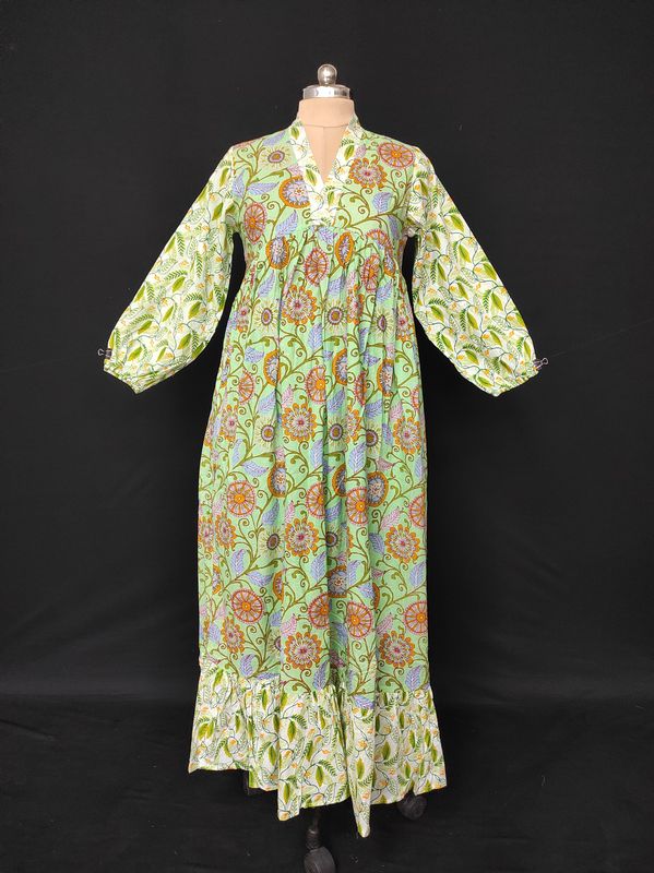 XS/S Bahira Printed Cotton Dress 54" Long Jalabiya JP