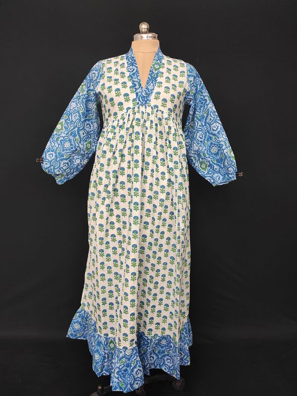 XS/S Bahira Printed Cotton Dress 54" Long Jalabiya JP