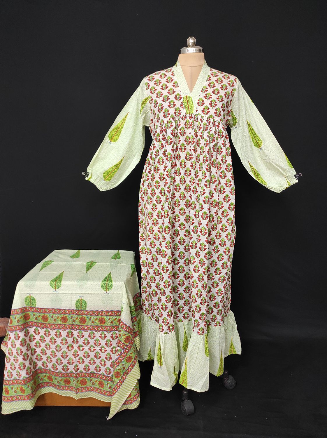 L/XL  Bahira With Sheila Printed Cotton Dress 57" Long Jalabiya JP