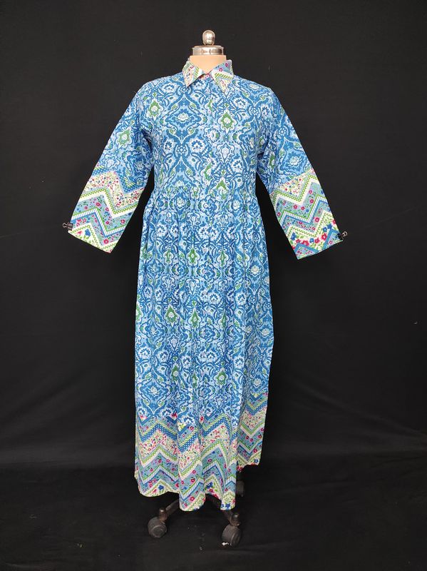 S/M Ana Printed Cotton Dress 57" Long Jalabiya JP
