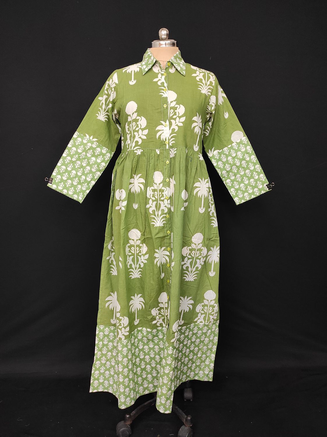 S/M Ana Printed Cotton Dress 57" Long Jalabiya JP