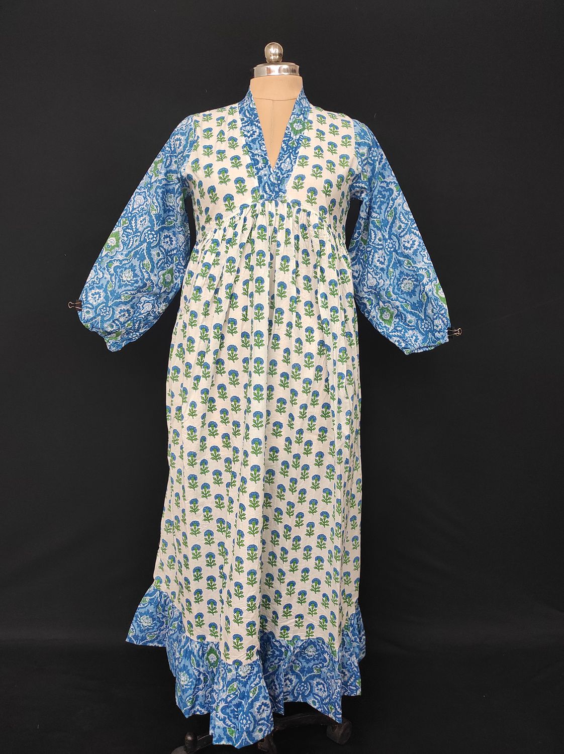 2XL/3XL Bahira Printed Cotton Dress 57" Long Jalabiya JP