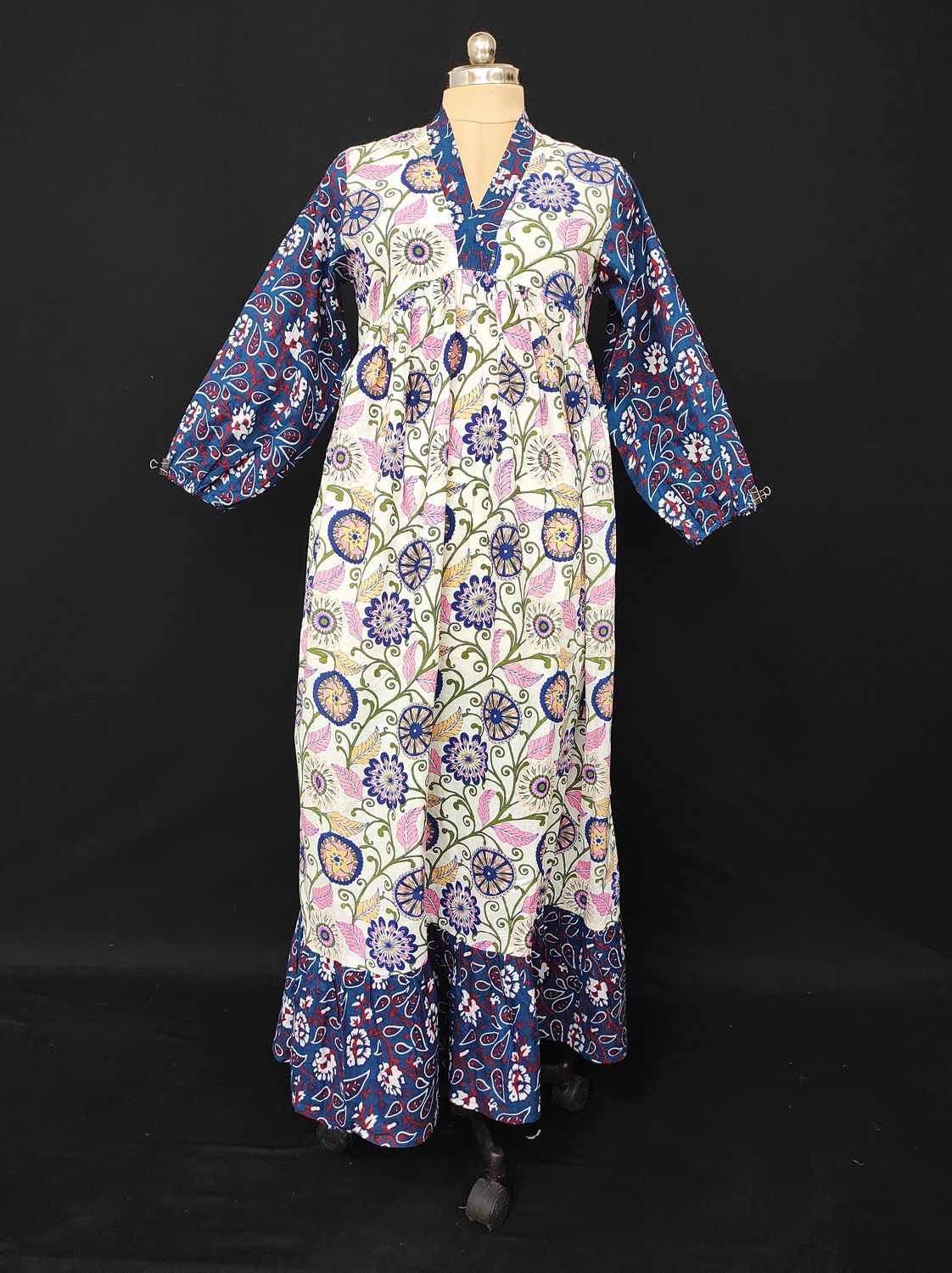 L/XL Bahira Printed Cotton Dress 57" Long Jalabiya JP
