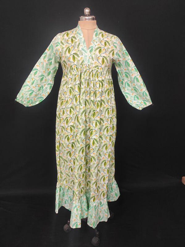 S/M Bahira Printed Cotton Dress 57" Long Jalabiya JP