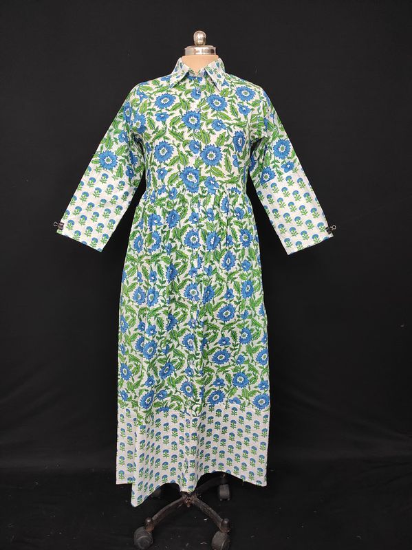 2XL/3XL Ana Printed Cotton Dress 57" Long Jalabiya JP