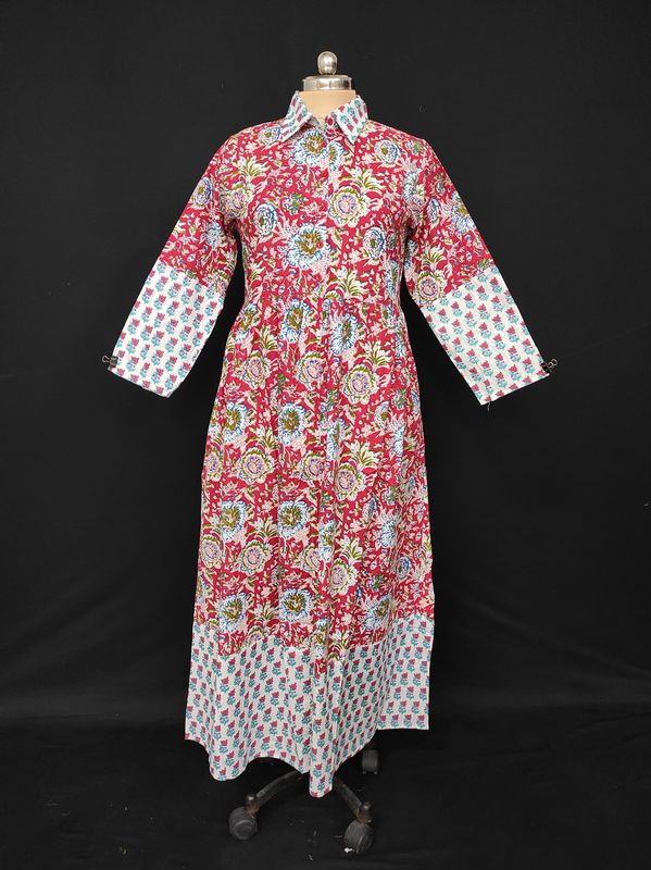 XS/S Ana Printed Cotton Dress 54" Long Jalabiya JP