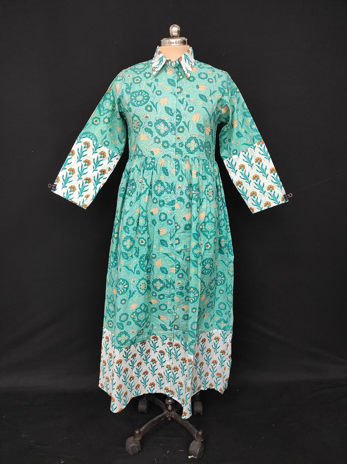 S/M Ana Printed Cotton Dress 57" Long Jalabiya JP