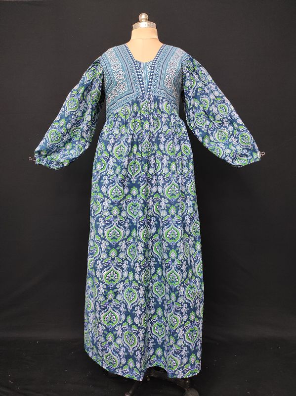 S/M Faida Printed Cotton Dress 57" Long Jalabiya JP