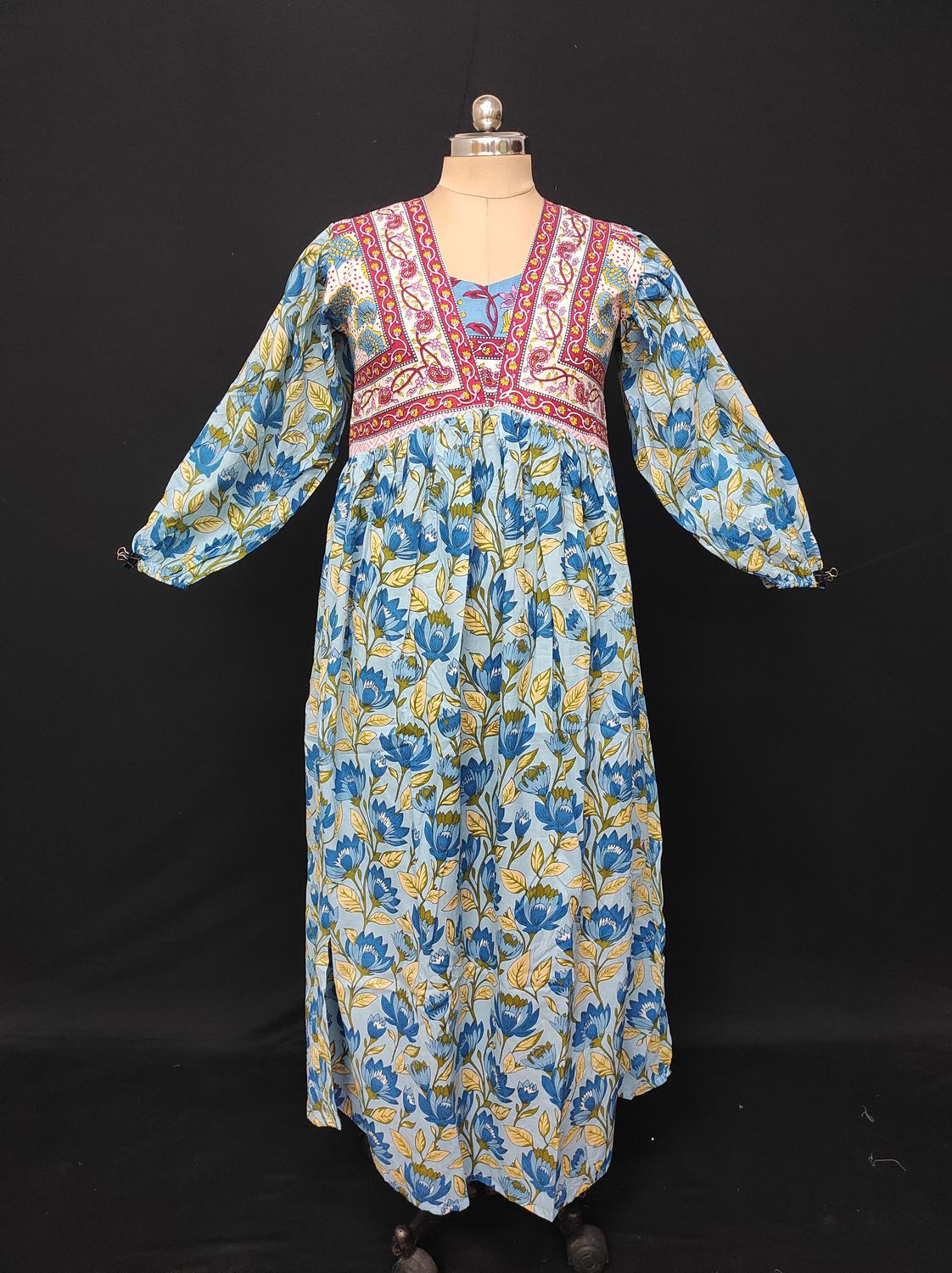 S/M Faida Printed Cotton Dress 57" Long Jalabiya JP