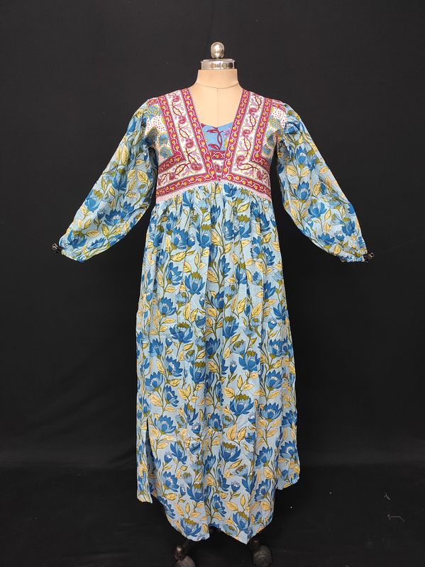 S/M Faida Printed Cotton Dress 57" Long Jalabiya JP