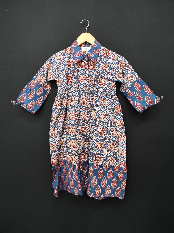 8-9 Year Ana Printed Cotton Dress 42" Long Jalabiya JP