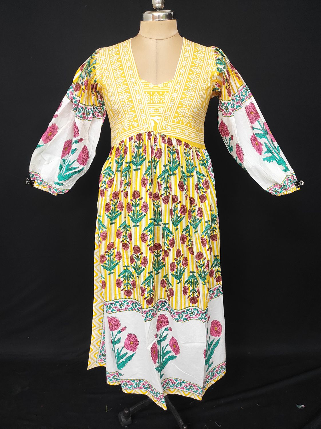 XS/S Faida Printed Cotton Dress 54" Long Jalabiya JP