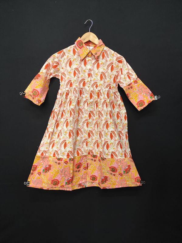 4-5 Year Ana Printed Cotton Dress 34" Long Jalabiya JP