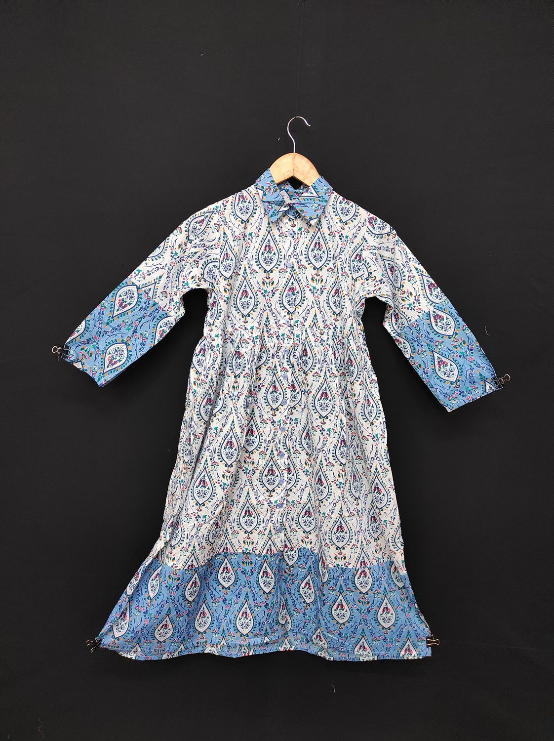 10-11 Year  Ana Printed Cotton Dress 45" Long Jalabiya JP