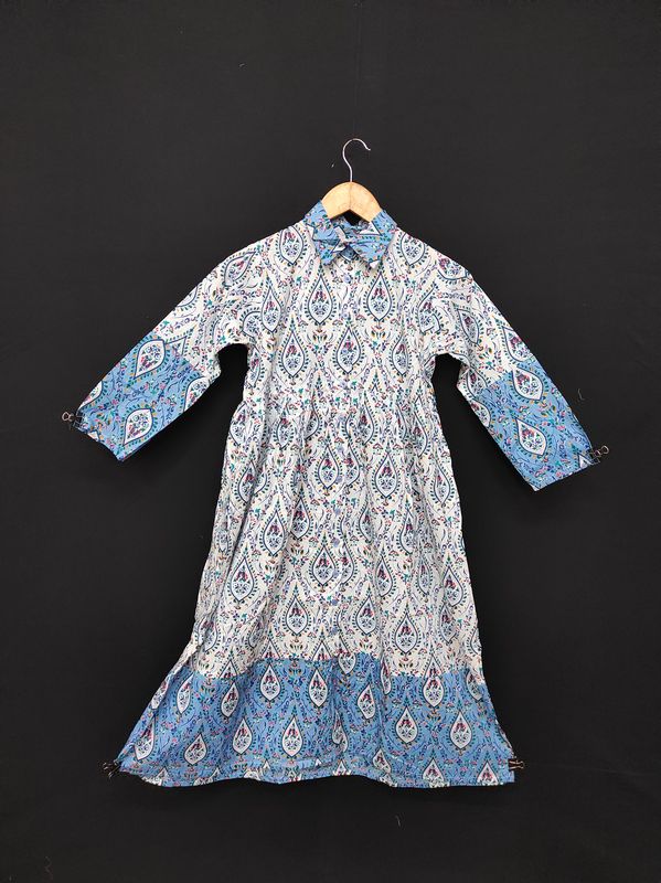 10-11 Year  Ana Printed Cotton Dress 45" Long Jalabiya JP
