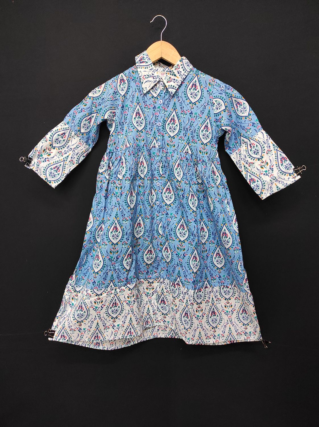 10-11 Year  Ana Printed Cotton Dress 45" Long Jalabiya JP