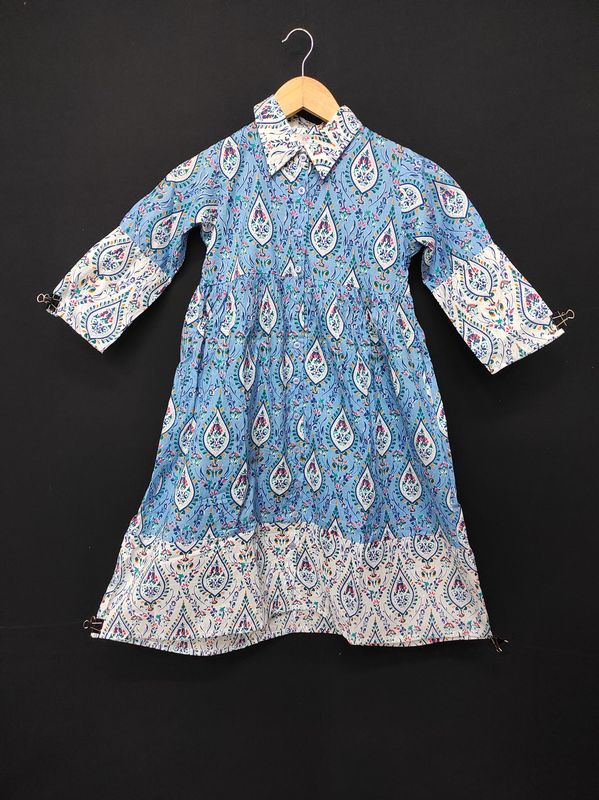 10-11 Year  Ana Printed Cotton Dress 45" Long Jalabiya JP