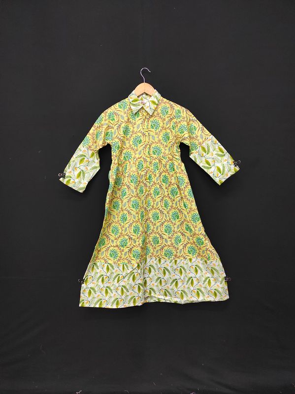 10-11 Year Ana Printed Cotton Dress 46" Long Jalabiya JP