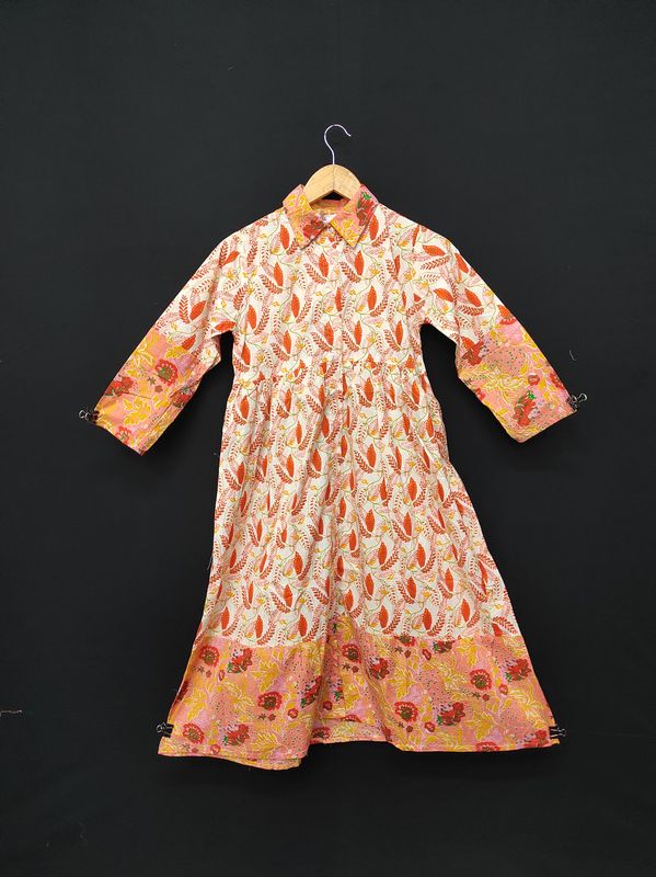 10-11 Year Ana Printed Cotton Dress 46" Long Jalabiya JP