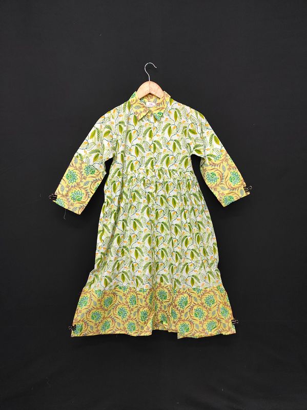 10-11 Year Ana Printed Cotton Dress 46" Long Jalabiya JP
