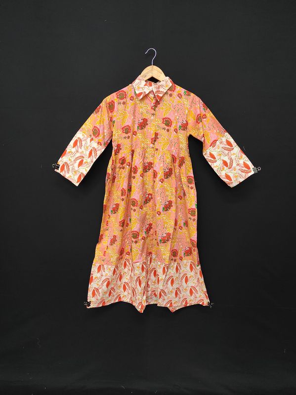 6-7 Year Ana Printed Cotton Dress 38" Long Jalabiya JP