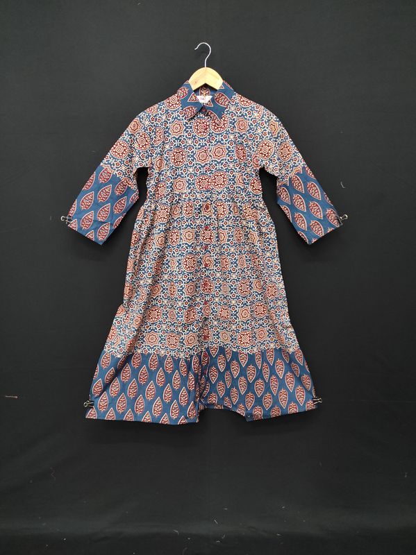 10-11 Year Ana Printed Cotton Dress 46" Long Jalabiya JP