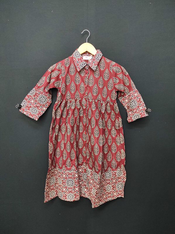 1-2 Year Ana Printed Cotton Dress 26" Long Jalabiya JP