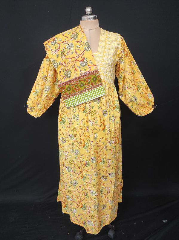L-XL Faida Printed Cotton Dress 57" Long Jalabiya With Sheila  JP