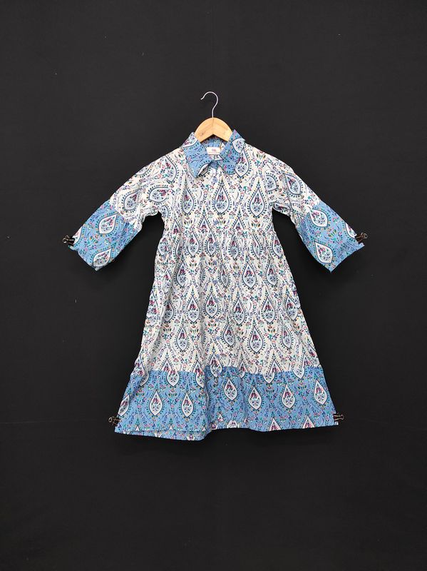 1-2 Year Ana Printed Cotton Dress 26" Long Jalabiya JP