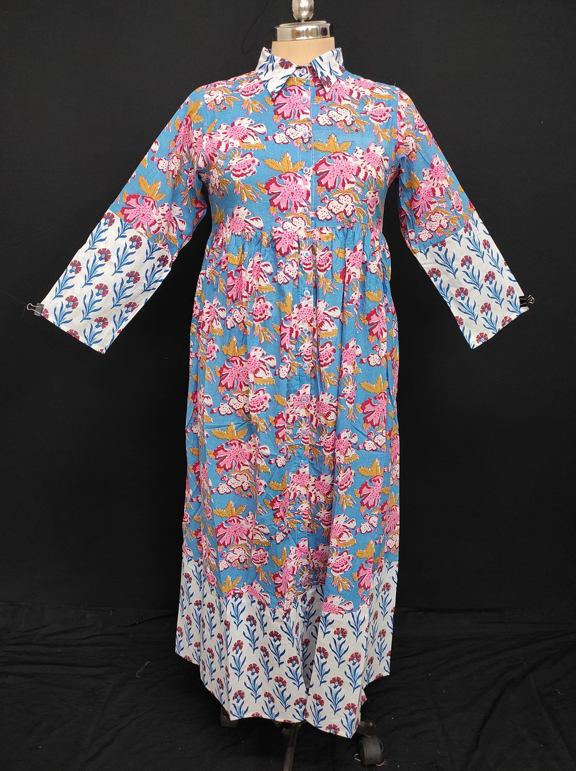 S/M Ana Printed Cotton Dress 57" Long Jalabiya JP