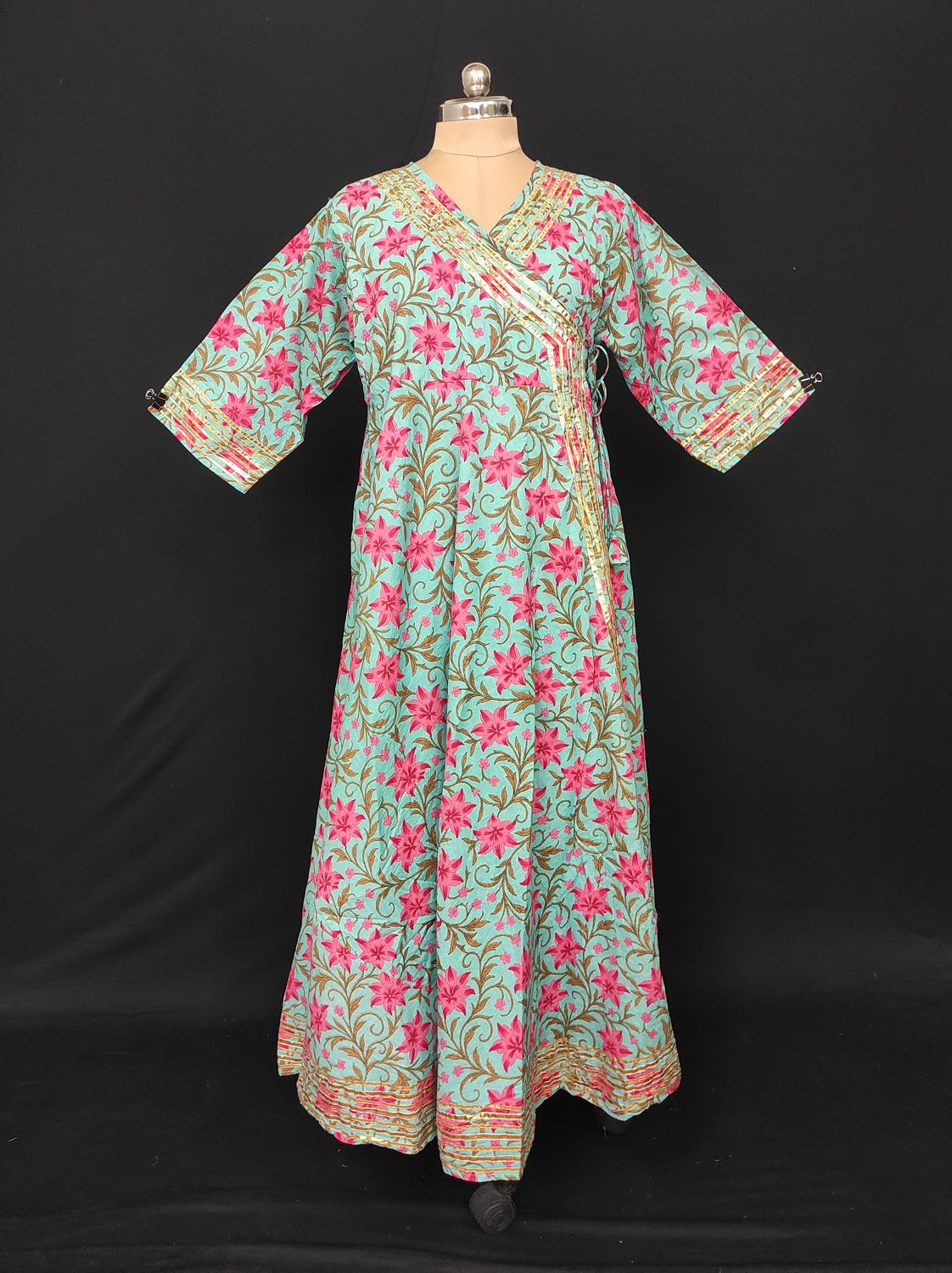 L-XL Priam Printed Cotton Dress 57" Long Jalabiya JP