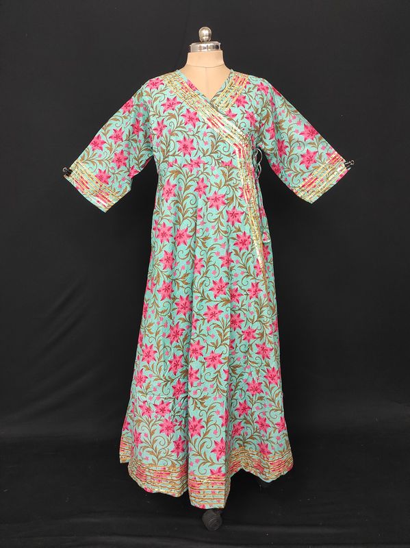 L-XL Priam Printed Cotton Dress 57" Long Jalabiya JP