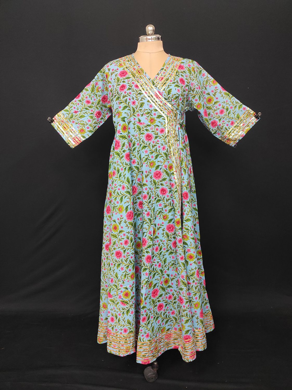 L-XL Priam Printed Cotton Dress 57" Long Jalabiya JP