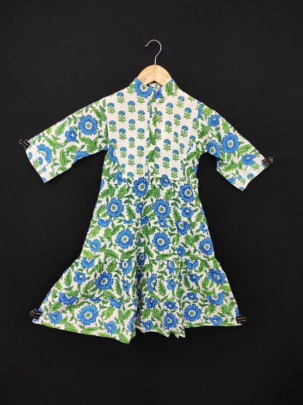 2-3 Year Safia Printed Cotton Girls Dress 30" Long Jalabiya JP