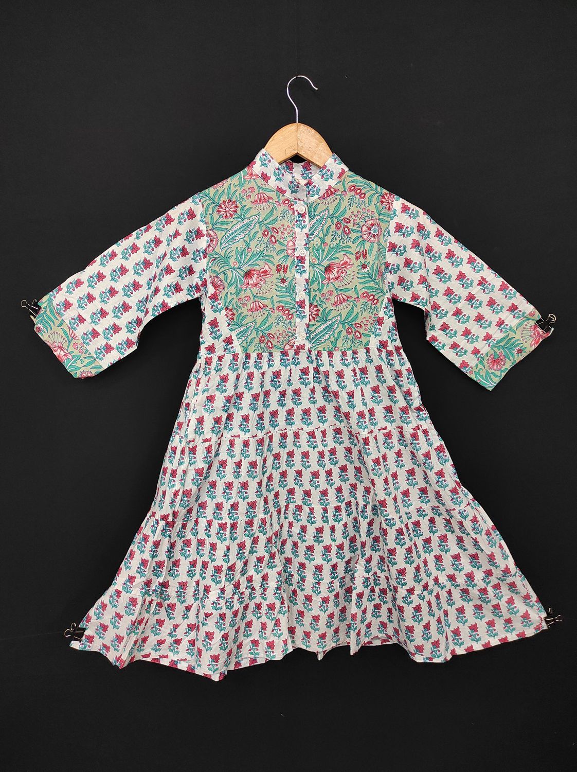 6-7 Year Safia Printed Cotton Girls Dress 38" Long Jalabiya JP