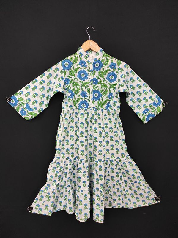6-7 Year Safia Printed Cotton Girls Dress 38" Long Jalabiya JP