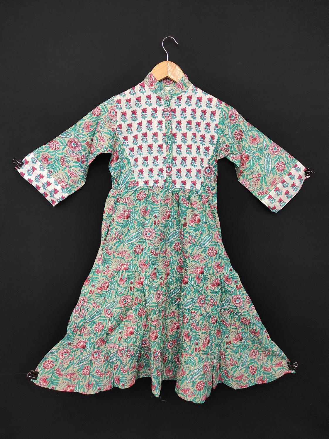 6-7 Year Safia Printed Cotton Girls Dress 38" Long Jalabiya JP