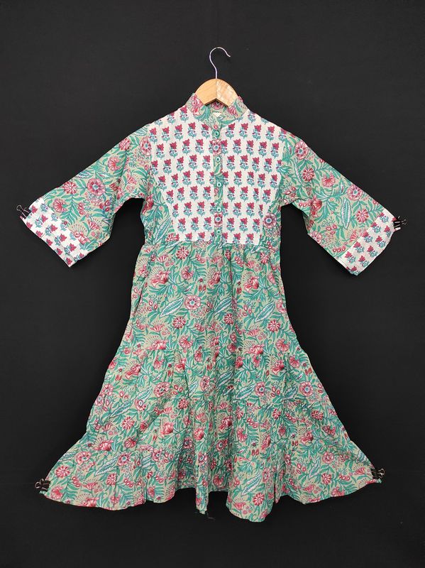 6-7 Year Safia Printed Cotton Girls Dress 38" Long Jalabiya JP