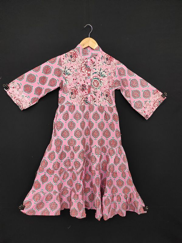 6-7 Year Safia Printed Cotton Girls Dress 38" Long Jalabiya JP