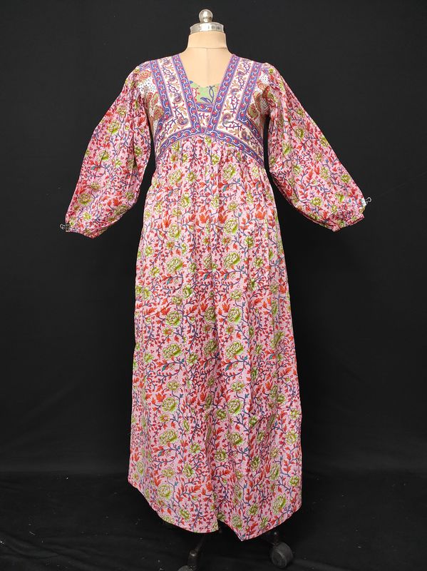 XS/S Faida Printed Cotton Dress 54" Long Jalabiya JP