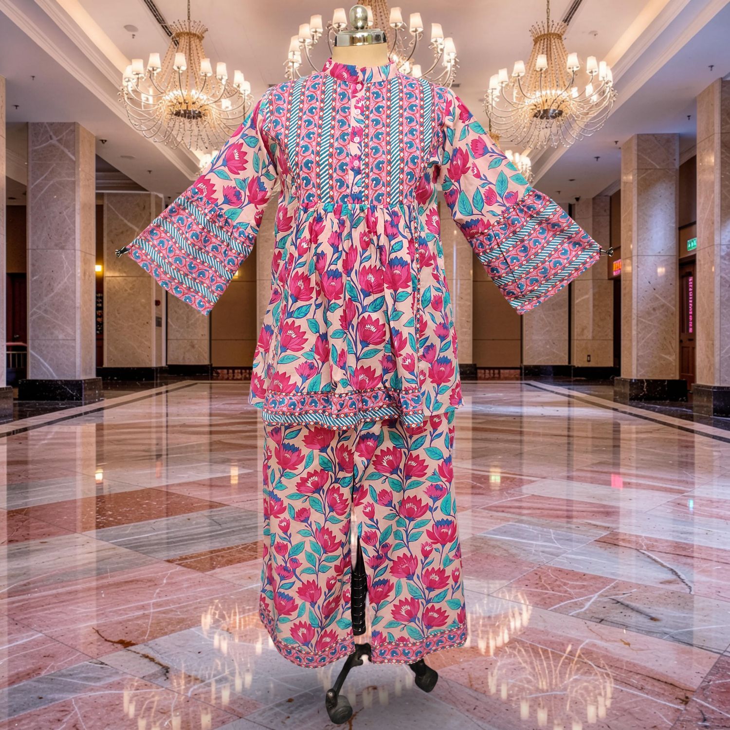 Cotton Dress Jalabiya 2 Pcs Co-ord Set Baria