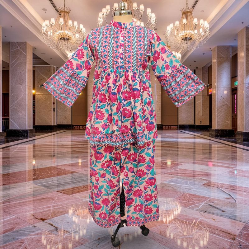 Cotton Dress Jalabiya 2 Pcs Co-ord Set Baria