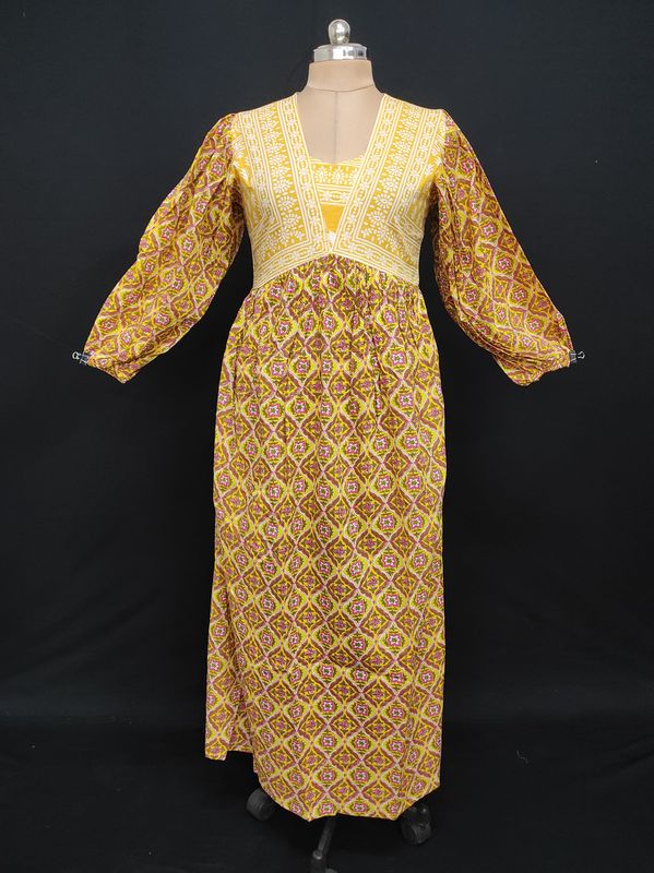 L/XL Faida Printed Cotton Dress 57" Long Jalabiya JP